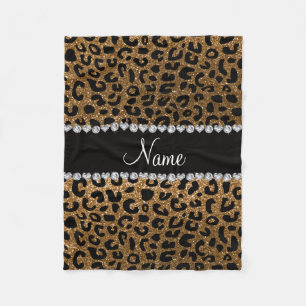 NamegoldGlitter-Leoparddruck Fleecedecke