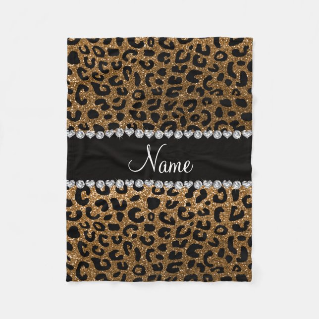 NamegoldGlitter-Leoparddruck Fleecedecke (Vorderseite)