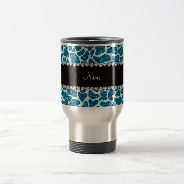 Namehimmelblau-Glittergiraffe Reisebecher (Mittel)