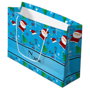 Namehimmelblau Lacrosseweihnachtsmuster Große Geschenktüte