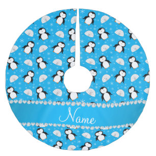 Namehimmelblau Penguinsigluschneeflocken Polyester Weihnachtsbaumdecke