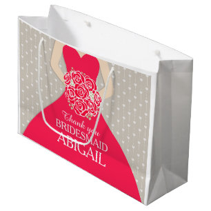 Namehochzeitsbrautjungfernkleiderrottasche Große Geschenktüte