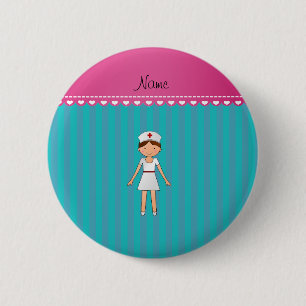 Namekrankenschwestertürkis stripes rosa Streifen Button