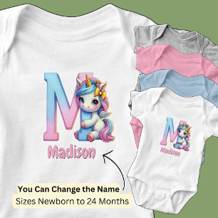 Namen ändern Hübsches Rosa Blau Süßer Buchstabe M  Baby Strampler