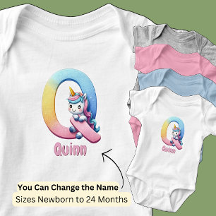Namen ändern Hübsches Rosa Blau Süßer Buchstabe Q Baby Strampler