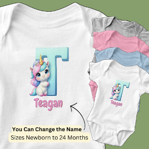Namen ändern Hübsches Rosa Blau Süßer Buchstabe T Baby Strampler