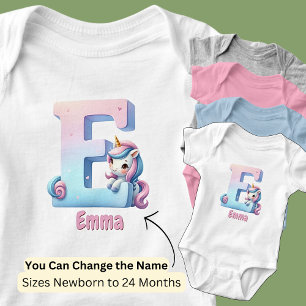 Namen ändern Pretty Pink Blau Süßer Buchstabe E Ei Baby Strampler