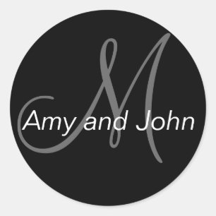 Namen & Anfangsbuchstaben Monogramm Hochzeitsaufkl Runder Aufkleber