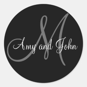 Namen & Anfangsbuchstaben Monogramm Hochzeitsaufkl Runder Aufkleber