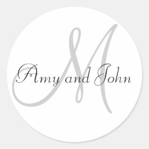 Namen & Anfangsbuchstaben Monogramm Hochzeitsaufkl Runder Aufkleber