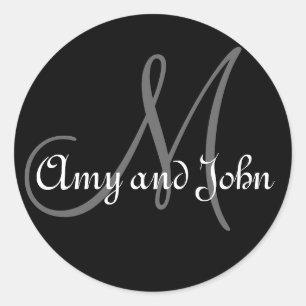 Namen & Anfangsbuchstaben Monogramm Hochzeitsaufkl Runder Aufkleber