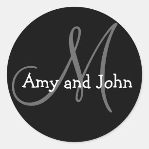 Namen & Anfangsbuchstaben Monogramm Hochzeitsaufkl Runder Aufkleber