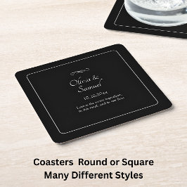 Namen Datum Nachricht Schwarz Weiß Unendlichkeit S Rechteckiger Pappuntersetzer