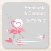 Namen der Flamingo-Liebe Datum Untersetzer Quadrat
