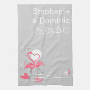 Namen der Flamingo-Liebe Seitendatum Küchentuch