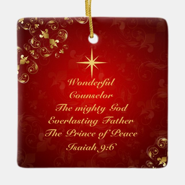 Namen der Gottesbibel Verse Isaiah 9:6, Personalis Keramikornament (Vorderseite)