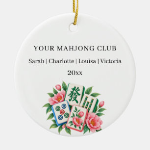 Namen der Mitglieder des Mahjong-Clubs Keramik Ornament