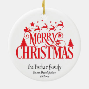 Namen des Weihnachtsmanns, der fliegenden Rentiere Keramik Ornament