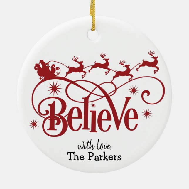 Namen des Weihnachtsmanns, der fliegenden Rentiere Keramik Ornament (Hinten)