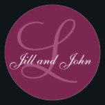 Namen Erstmalige Monogram L Wedding Favor Stickers<br><div class="desc">Namen Erstmalige Monogramm L Hochzeit Gunst Sticker und Einladungs-Umschlag Siegel Wein Farbe. Anpassbar mit Ihren Namen und der Anfangs- und Hintergrundfarbe. Design von Elke Clarke ©2008</div>