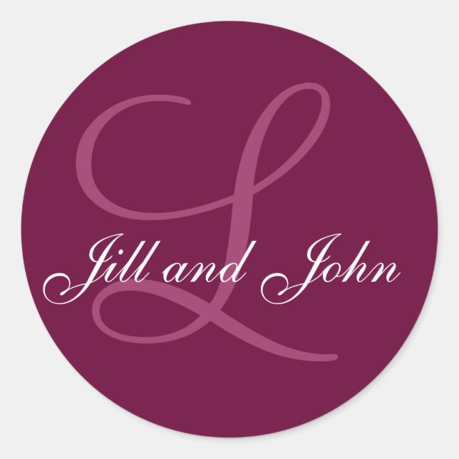Namen Erstmalige Monogram L Wedding Favor Stickers (Vorderseite)