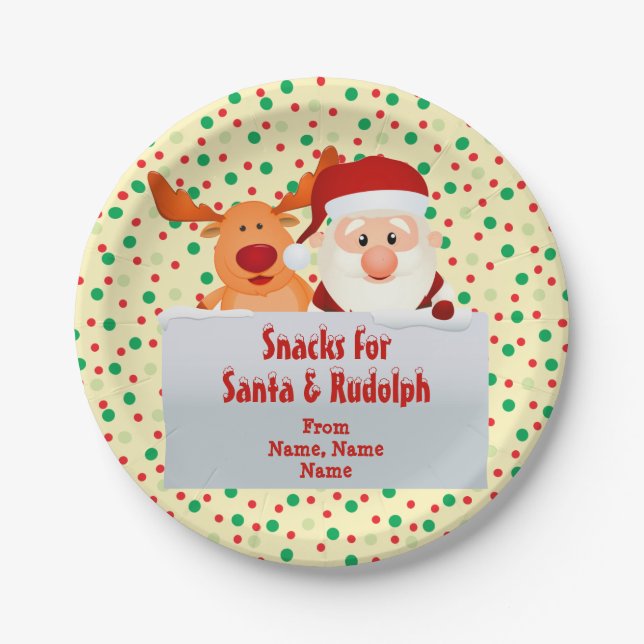 Namen für Snacks für Santa Rudolph 7" Pappteller (Vorderseite)