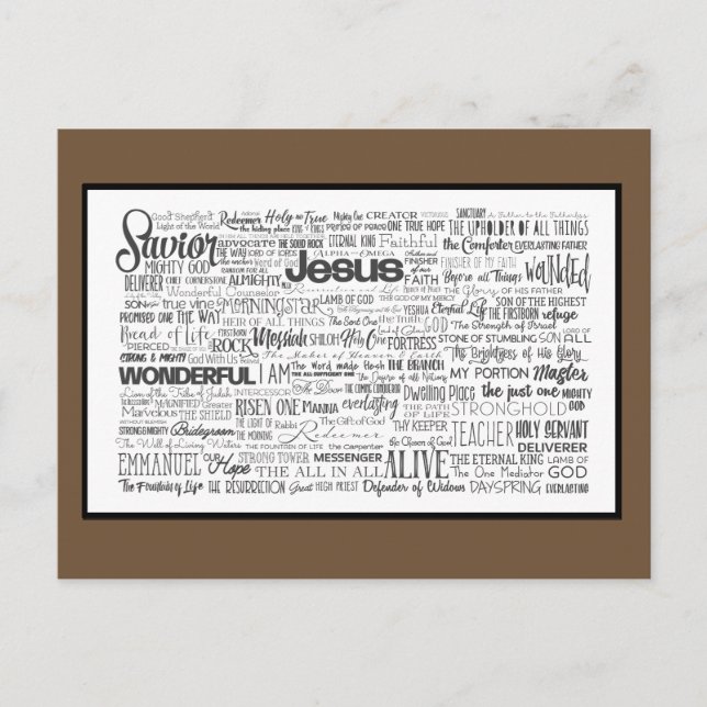 Namen Gottes Brown White Postkarte (Vorderseite)
