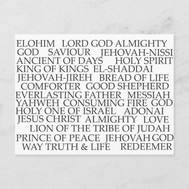 NAMEN GOTTES POSTKARTE (Vorderseite)
