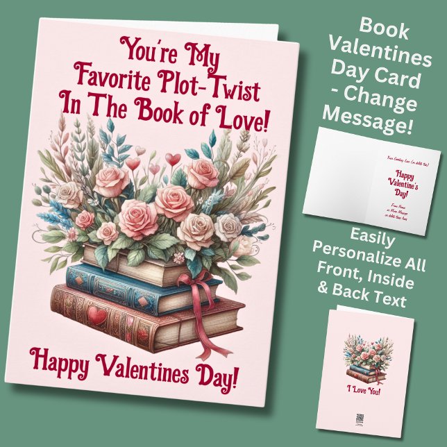 Namen hinzufügen, Bücher Blume Rosa Valentinstag Karte (Von Creator hochgeladen)