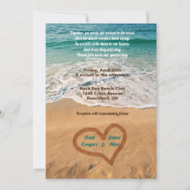 Namen im Herzen am Strand Hochzeit Einladung