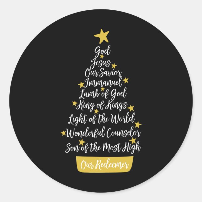 Namen Jesu Christlichen Glaubens Weihnachtsbaum Ch Runder Aufkleber (Vorderseite)