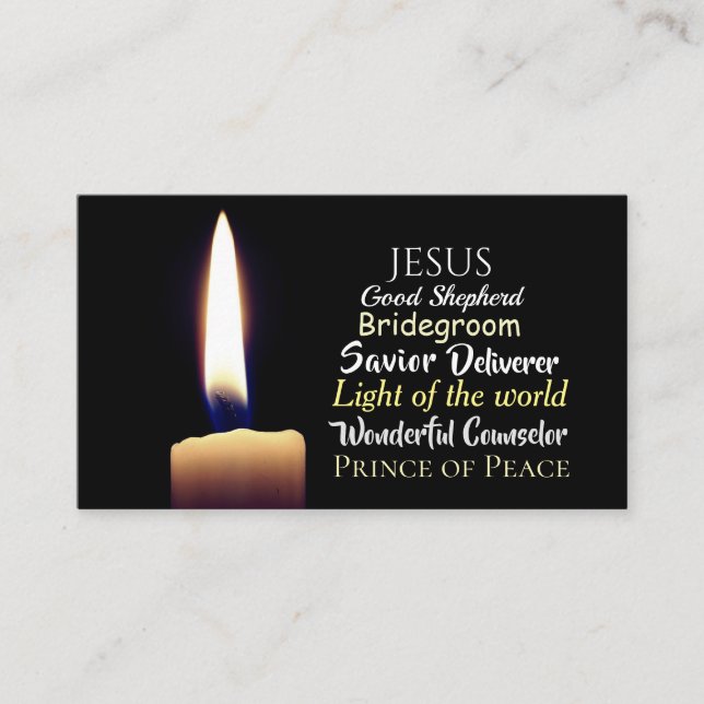 Namen Jesu, Erretter, Lieferant, guter Hirte Visitenkarte (Vorderseite)