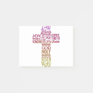 Namen Jesu in Form eines Kreuzdesigns Post-it Klebezettel