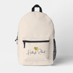Namen Kalligrafie Monogramm Herz Bedruckter Rucksack
