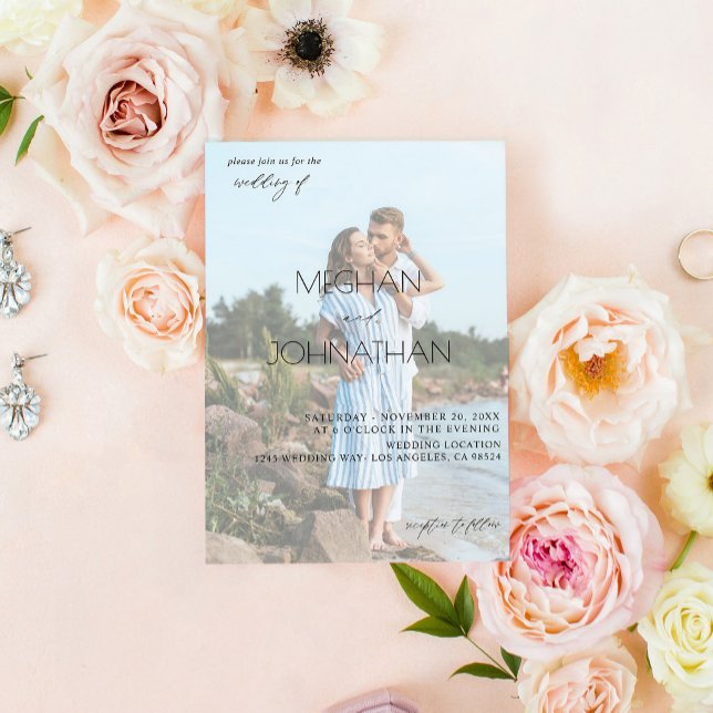 Namen Modernes Foto 6 Vertikale Hochzeit Einladung (Von Creator hochgeladen)