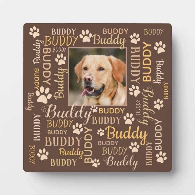 Namen personalisierter Fotos | Brauner Hund Fotoplatte (Vorderseite)