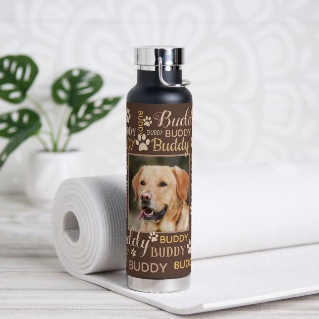Namen personalisierter Fotos | Brauner Hund Trinkflasche (Yoga)