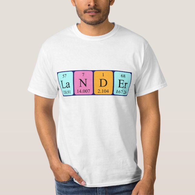 Namen-Shirt der periodischen Tabelle des Lander T-Shirt (Vorderseite)