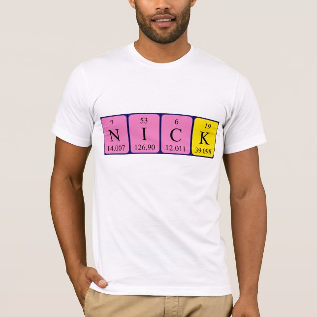 Namen-Shirt der periodischen Tabelle des Nicks T-Shirt (Vorderseite)