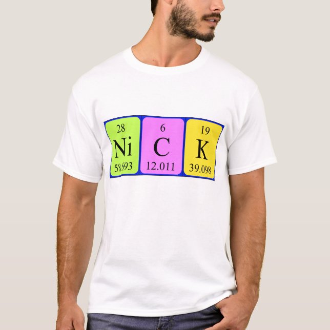 Namen-Shirt der periodischen Tabelle des Nicks T-Shirt (Vorderseite)
