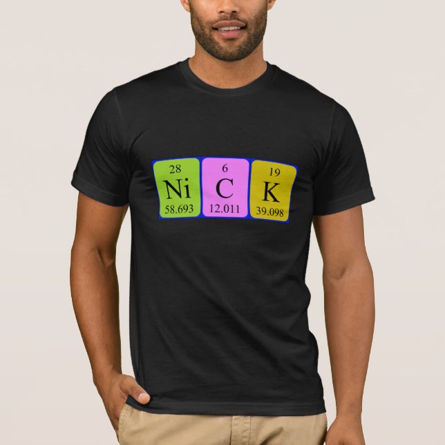 Namen-Shirt der periodischen Tabelle des Nicks T-Shirt (Vorderseite)