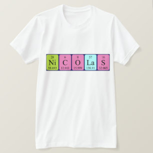 Namen-Shirt periodischer Tabelle Nicolas T-Shirt