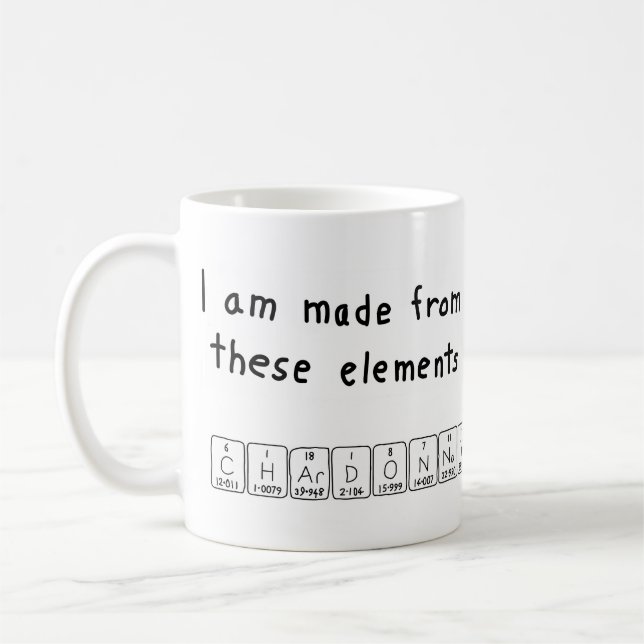 Namen-Tasse periodischer Tabelle Chardonnays Kaffeetasse (Links)