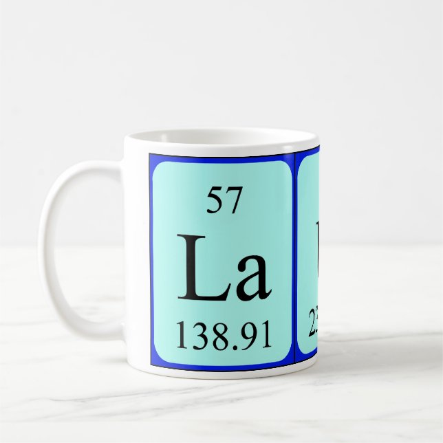 Namen-Tasse periodischer Tabelle Laura Kaffeetasse (Links)