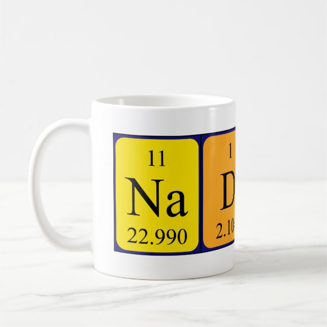Namen-Tasse periodischer Tabelle Nadine Kaffeetasse (Links)
