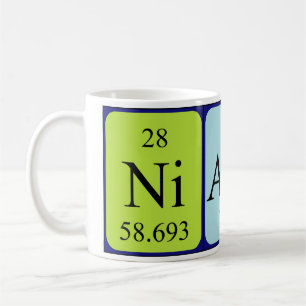 Namen-Tasse periodischer Tabelle Niamh Kaffeetasse