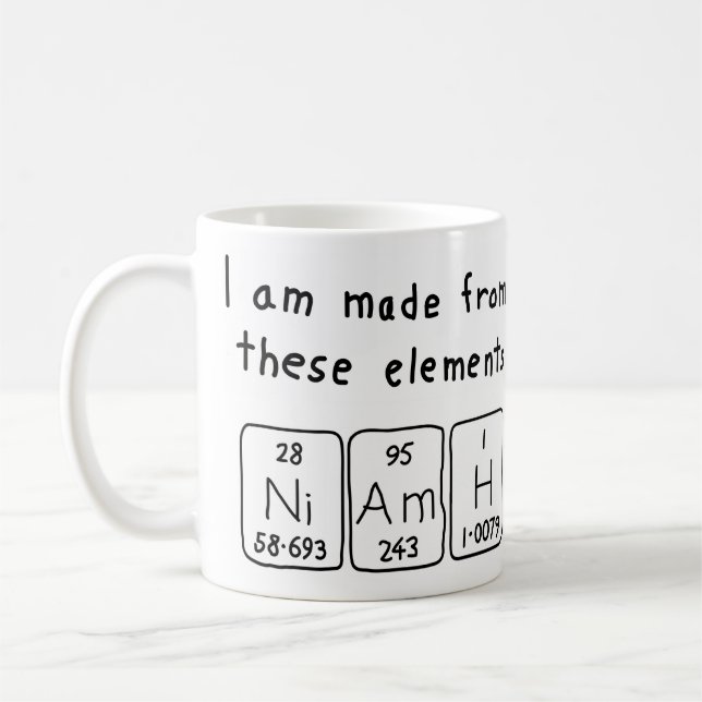 Namen-Tasse periodischer Tabelle Niamh Kaffeetasse (Links)