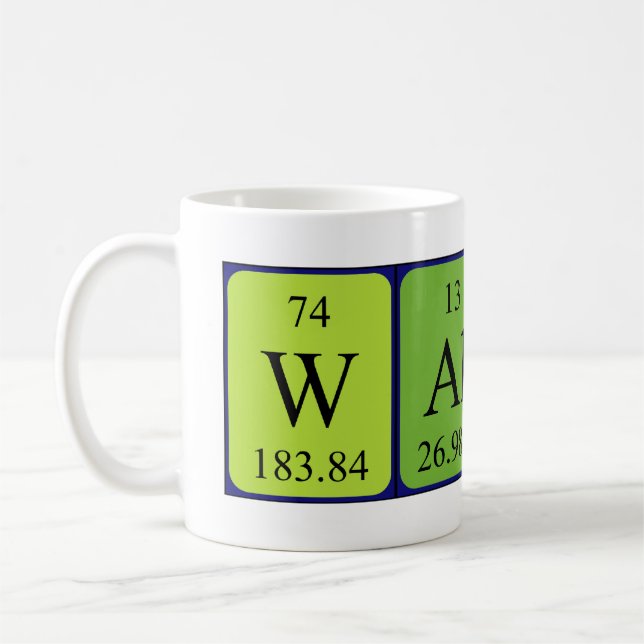 Namen-Tasse periodischer Tabelle Wallaces Kaffeetasse (Links)