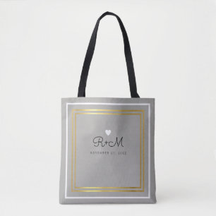 Namen von Pärchen/Braut und Bräutigam auf grau Tasche
