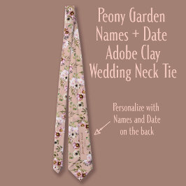 Namen von Peony Garden + Datum Adobe Clay Hochzeit Krawatte
